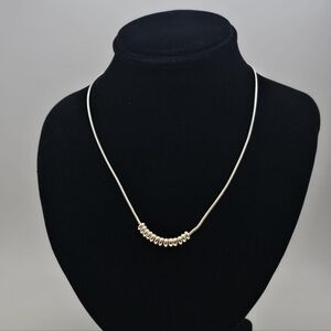 Vintage 925 Silver Floating Bead Necklace, Estate Jewelry 16"